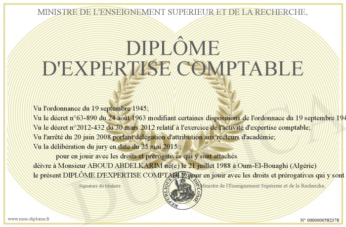 diplome d’expertise comptable